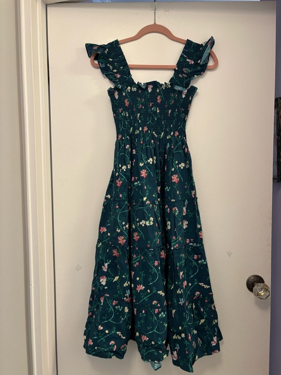 Hill House Home Ellie Nap Dress in a green floral print. XS - Picture 3 of 4